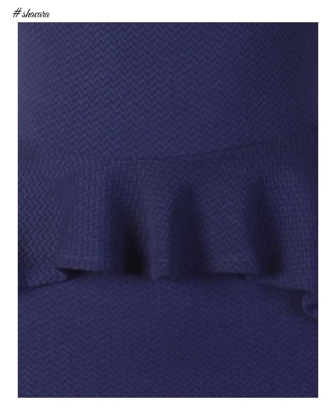 canill Cowl Neck Fitted Peplum Dress - Blue