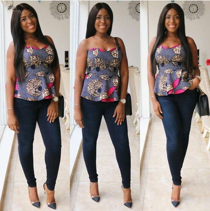 Check Out 9 Times Linda Ikeji Served Awesome African Print On Denim Looks