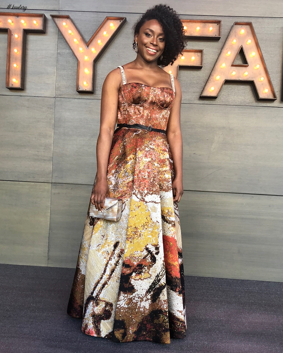 Runway To Real Life! Chimamanda Adichie In Dior For The Vanity Fair Oscar After Party