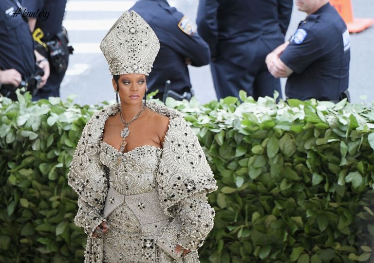 May The Slay Be With You! Check Out Rihanna’s Pope Inspired Outfit To The #METGALA