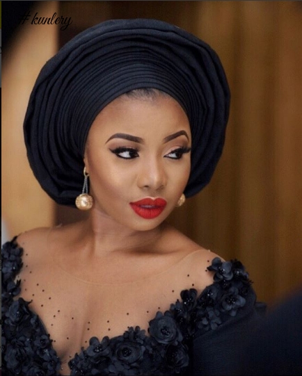 Singer Mo’Cheddah Is Looking Snatched In All-Black Aso Oke Outfi For Her Traditional Wedding