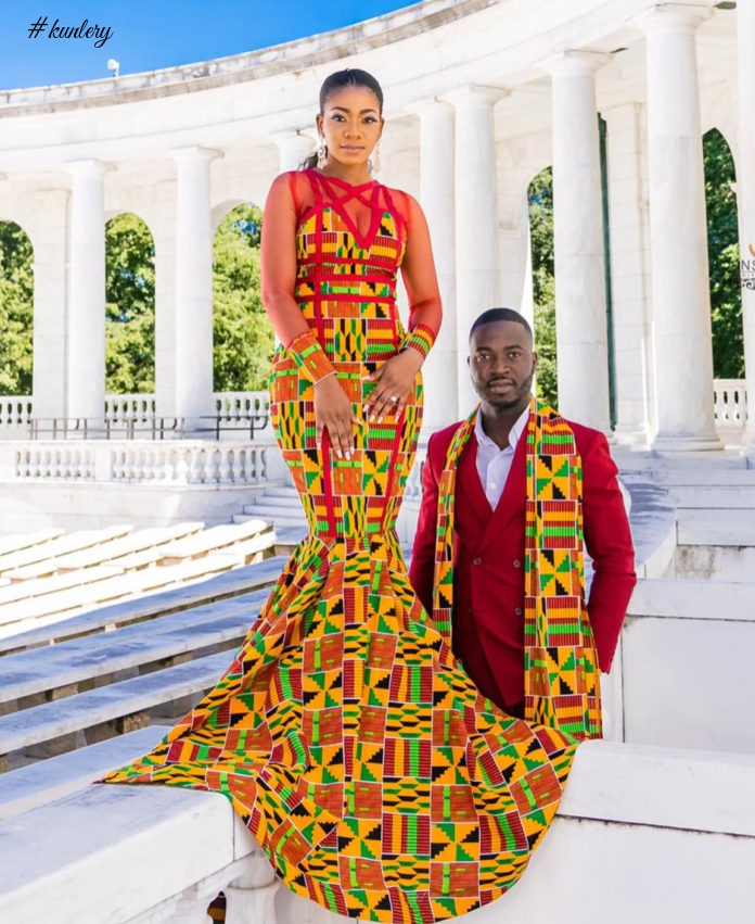 US Based Gh Designer Bernan Doll Goes Viral In Beautful Kente Couple Outfits For Pre Wedding Shoots