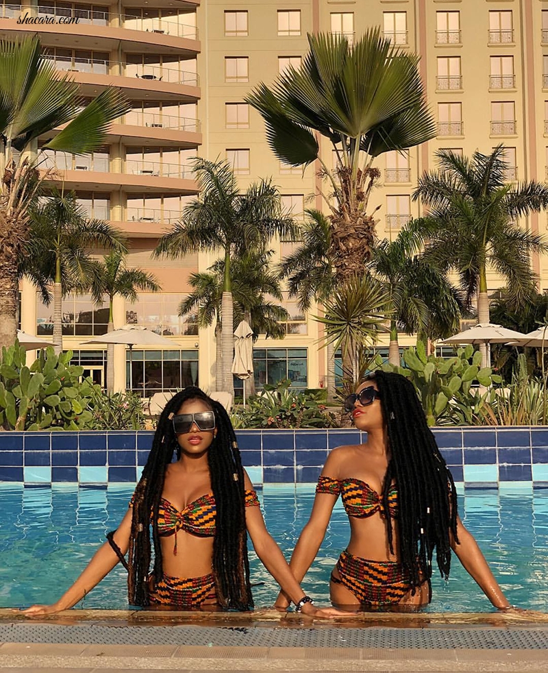 Ghana’s Hot WW Twins Serve Us Ultimate Glam In This Fabulous Pool Side Shoot