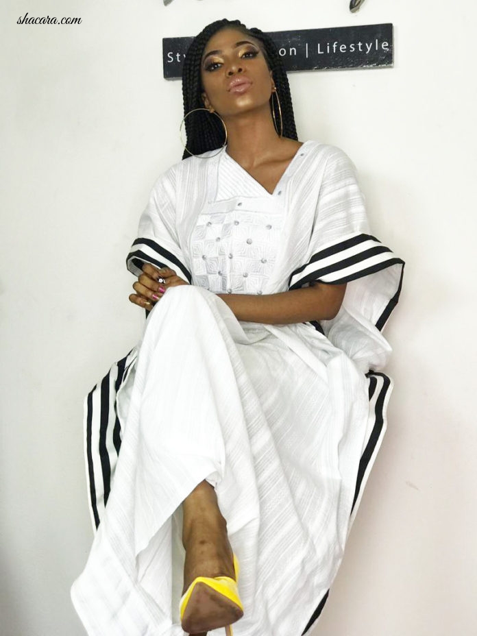 #OFFTHERUNWAY: Agbada Never Looked So Sexy On A Lady; See Edem Faire Stun In This Frank Addo’s Outfit