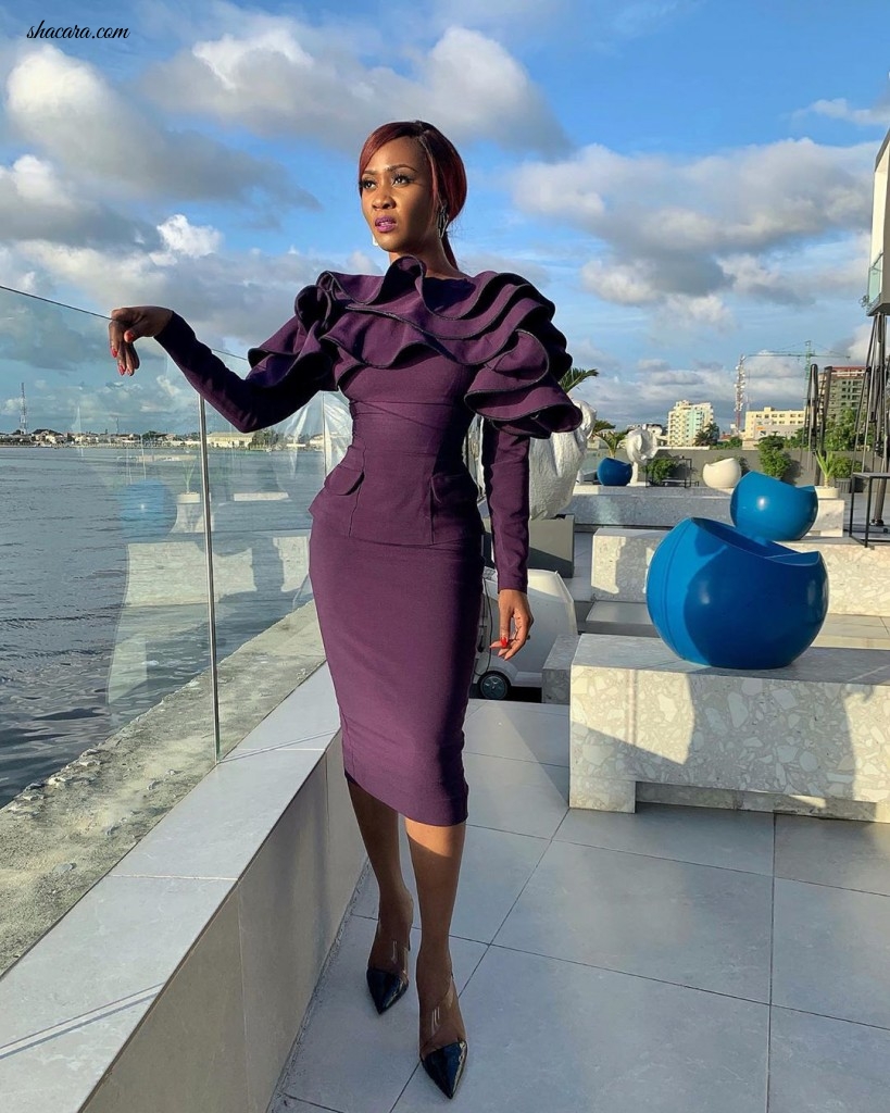 Street Style Look Of The Day! Actress Toni Tones In Adéy Soile’s Purple Bodycon Dress
