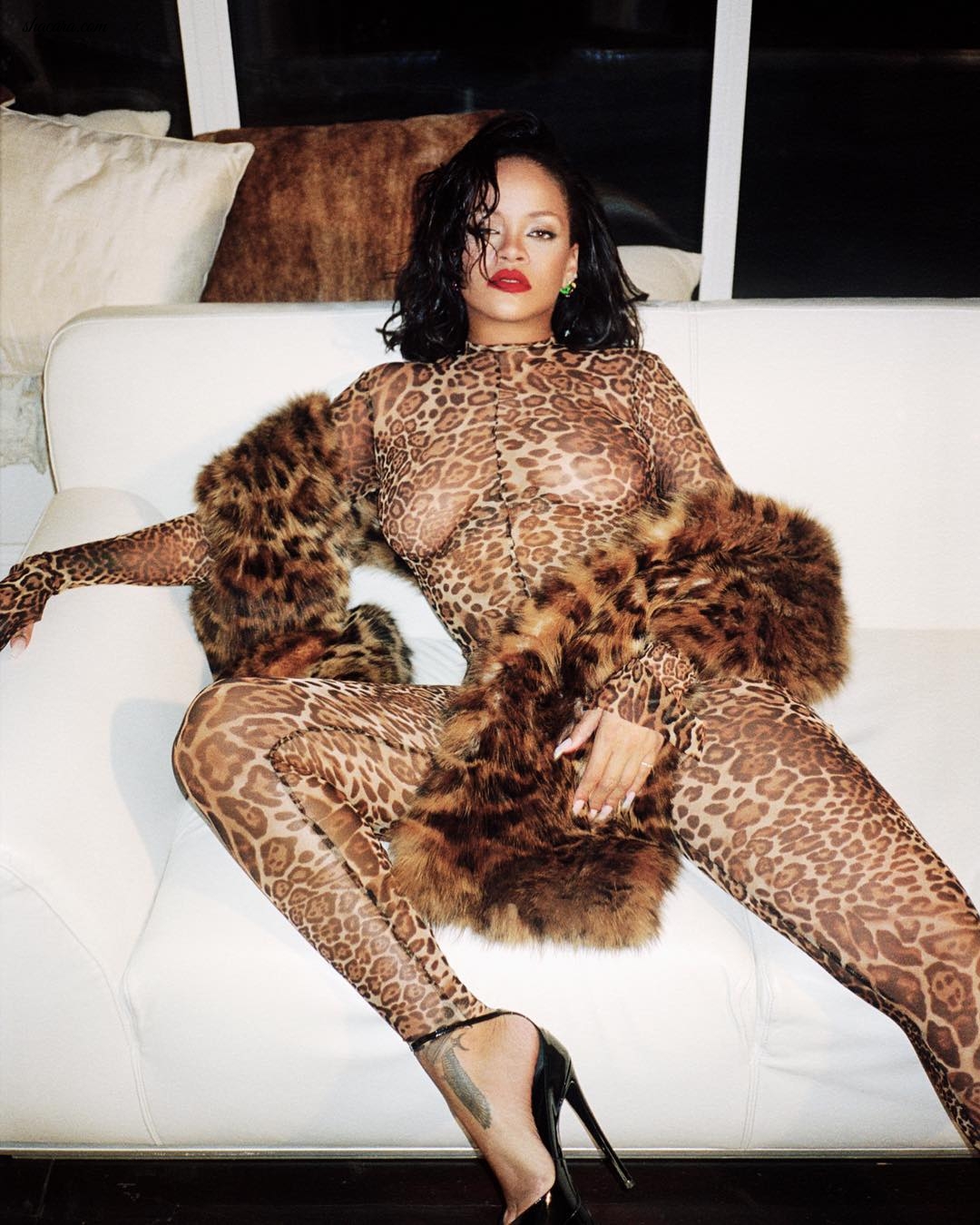 Rihanna Takes On Leopard Print Outfit And Fur In New Fashion Editorial