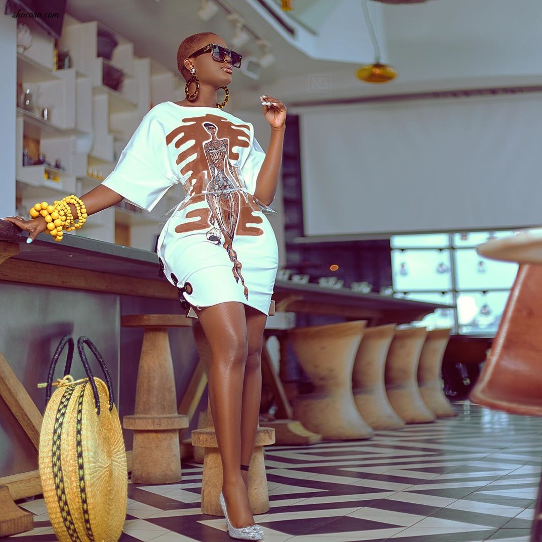 Fella Makafui Is All Sorts Of Stunning As She Takes On Nana Akua Addo’s Hand Painted Art Shirts
