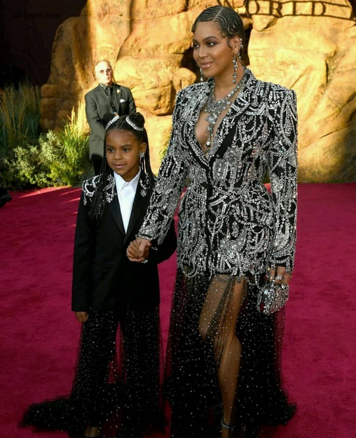 Watch How Beyonce Knowles & Her Mini Me, Blue Ivy, Blinged Out At The Premier Of The Lion King Movie