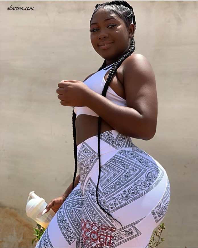 PICS: The Voluptuous Lady Afia Serves Curves In Images For New Ghanaian Sportswear Brand Chocofit GH